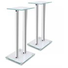 50337 Vidaxl Pcs Glass Speaker Stand Each With Silver 8718475899938