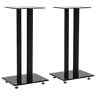50673 Vidaxl Speaker Stands Tempered Glass Pillars Design Black Sound Support