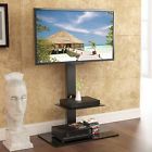 785421008865 Fitueyes Glass Tv Stand With Swivel Height Adjustable
