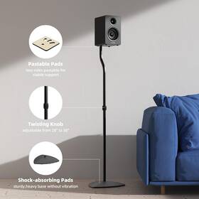 Anautin 711181290103 Universal Speaker Stands Pair Satellite And Bookshelf Height Adjustable 28-38 Inch