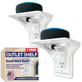 Beratek Industries 855166006966 Power Perch Outlet Shelf With Cord Storage Strap Small Wall For Alexa