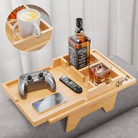 9.45w Bestjing 797999371661 Bamboo Sofa Armrest Tray - 2 13.75l X With Double Cup Holder