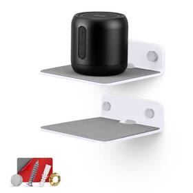 Brainwavz 895204905093 2-pack 4 Inch Small Floating Shelf Bluetooth Speaker Stand Adhesive And Screw Wall