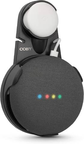 Coby-csha102bk Coby Wall-outlet Mount Smart Speaker Holder Nonslip Cable-management Wall