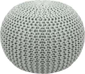 20157 Cotton Craft Round Pouf Ottoman - Knitted 20 Dia X 14 High Light Grey