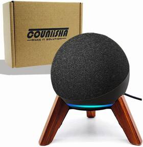 Counlisha 797447659105 Real Walnut Wood Stand For Echo Dot 5th/4th Gen - Stable Tripod Mount Desk U