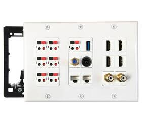 Diytech 7426894041210 Premium 7.2 Speaker Wall Plate 7 Female To Keystone 4 Hdmi 2 Rca