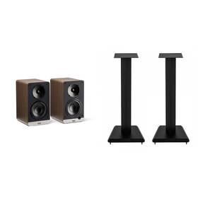 Elacbdl250417-06 Elac Ls10-b Speaker Stands And Debut Connex Bookshelves-walnut