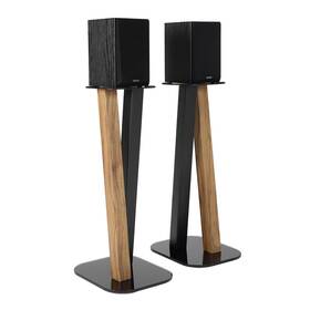 Eximus 691027000069 One Pair Fixed Height Universal Speaker Floor Stands - Oak Black 600 Series