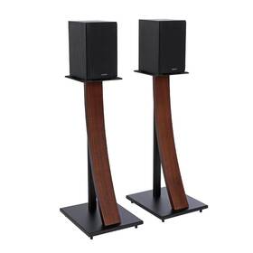Ex-290fe Eximus 724049162719 One Pair Fixed Height Universal Speaker Floor Stands With Real Wood - Espress