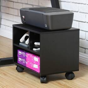 Ps304003wb-vp1 Fitueyes Under-desk Printer Stand With Wheels And 3 Compartment Storage Stone Black