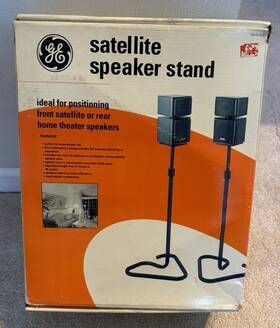 Td265446-0186 Ge Brand New Vtg Pair Of Adjustable Satellite Metal Floor Music Speaker Stands