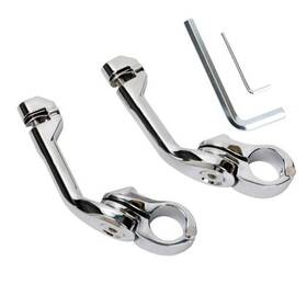 Hm001cs Himiki 32mm 1.25 Inch Long Angled Adjustable Highway Foot Peg Mounting Clamps Chrome