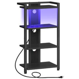 Bb38udcj01 Hoobro 4-tier Av Media Stand With Charging 16.5 Inch L X 10.6 W 31.8 H Black