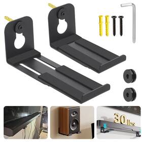 Ibrookauction 600609599204 Universal Soundbar Wall Mount Bracket Speaker Shelf Mounting Above Below Tv