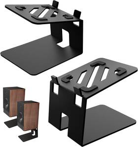 Jiffypoint 711181454116 Desktop Speaker Stands With Vibration Absorption Pads Metal Bookshelf S