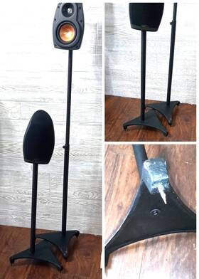 Klipsch 744759052391 Speaker Stand Adjustable Height Satellite Bookshelf Set 2 Vtg Cast Iron