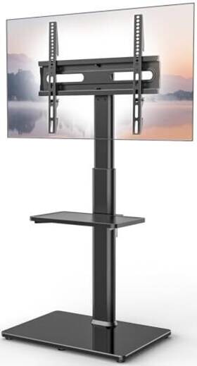 Ax2006tb Kuochi Universal Floor Tv Stand With Mount 70 Degree Shelf Black