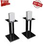 Mi99735bv Set Of Two Premium Black Aluminum Glass Speaker Stands