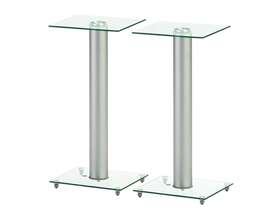 139497 Monoprice Glass Speaker Stand - 23 Inch Pair With Cable Management 22lbs Max