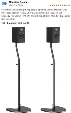 Md5401-b Mounting Dream Speaker Stands Set Of 2 Height Adjustable