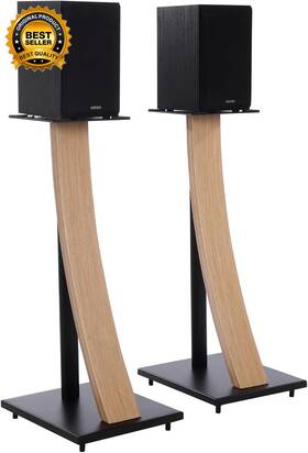 Ex-290fo Mounting Systems 726084193826 One Pair Fixed Height Universal Speaker Floor Stands With Real Wood -oak 290