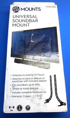Mw Products Mwsb1 Universal Soundbar Mount For Tv Wall Mounts Black