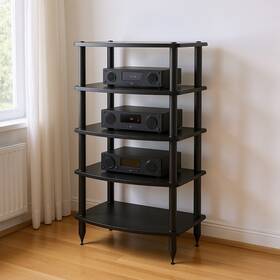 1pgvul5rk Pangea Audio Vulcan Five Shelf Stereo Rack Media Stand Black Demo