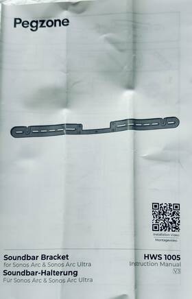 Hws-1005 Pegzone Fixed Mount Bracket For Sonos Arc And Ultra Hws 1005