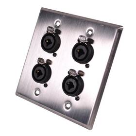Sa-plate37 Seismic Audio Sa Plate37 Stainless Steel Wall Plate 2 Gang With 4 Xlr And 1/4inch Combo Connec
