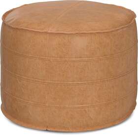 Axcpf-14r-dbr Simplihome Brody 20 Inch Boho Round Pouf In Distressed Brown