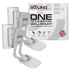 Sound Bass 065010723818 One Wall Mount Bracket Tilt And Swivel White Twin 2pcs Compatible With