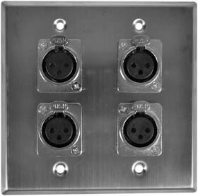 Sa-plate30 Speakers Inc. 2 Gang Wall Plate With 4 Xlr Female Connectors Stainless Steel Pl