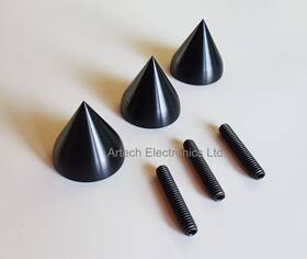 Tnf-oracl-bl3 Tenferfeet Large Black Tenderfeet - Set Of 3 Threaded 1/4-20 With Studs