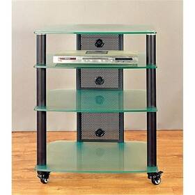 Ngr404bf Vti Manufacturing Black Poles 4 Frosted Glass Shelves Av Stand