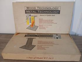 Wt-24.5 Wood Technology 717545052455 New 24 Inch Tall - Black Satin Finish Speaker Stands