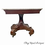 Antique Classical Empire Flame Mahogany Marble Top Center Table Meeks 1830. Fixed Price $1665.00.