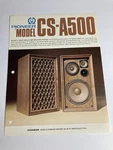 Pioneer CS-A500 Speaker Specification Sheet From Japan. Fixed Price $30.00.