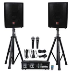 Rockville RPG2X10 Pa System W/ MIXER/AMP+10" SPEAKERS+STANDS+(2) Mics+bluetooth. Fixed Price $228.66.