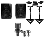 (2) Rockville APM6B 6.5" Powered Usb Studio Monitors+stands+pads+condenser Mic. Fixed Price $303.90.