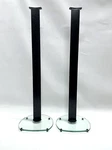 Pair Of Bookshelf / Surround Speaker Stands - Curved Metal With Glass Bases. Fixed Price $57.29.