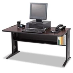 Safco 48" Reversible Top Wood Computer Desk Credenza In Mahogany And Oak. Fixed Price $350.52.