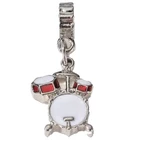New Silver & Red Drum Kit / Set Dangle Charm For Musicians. Fixed Price $16.00.