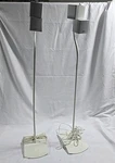 Pair Of Bose Acoustimass Double-cube Speakers With Floor Stands (white) Tested. Fixed Price $109.99.