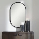 Modern Oval Wall Mirror Satin Black Finish With Iron Frame And Linear Details. Fixed Price $247.20.
