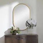 Modern Oval Wall Mirror Antiqued Gold Leaf Finish With Iron Frame And Linear. Fixed Price $259.20.