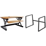 Rocelco 40" Mobile Large Height Adjustable Standing Desk - Teak Wood Grain. Fixed Price $404.99.