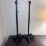 Atlantic Adjustable Height Satellite Speaker Stands 28-46" Set Of Black Wire. Fixed Price $32.99.