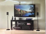 Sanus Adjustable Height Speaker Stands Set Of 2 Black Htbs. Fixed Price $29.99.