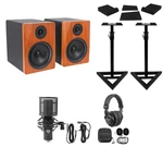 (2) Rockville APM5C 5.25" Powered Usb Studio Monitors+stands+pads+mic+headphones. Fixed Price $313.90.